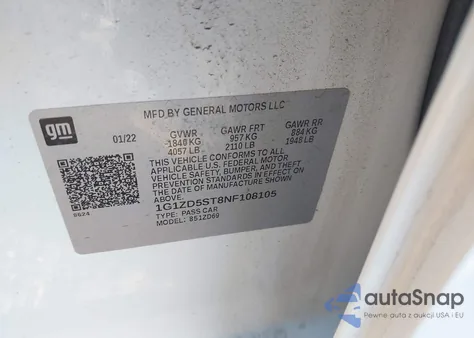 2022 Chevrolet Malibu Fwd Lt из США, поврежденный, VIN 1G1ZD5ST8NF108105